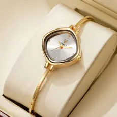 (Sem Caixa De Presente) Relógio De Quartzo Feminino Com Pulseira De Ouro Pulso Strass Incrustado De Nicho De Luxo Elegan