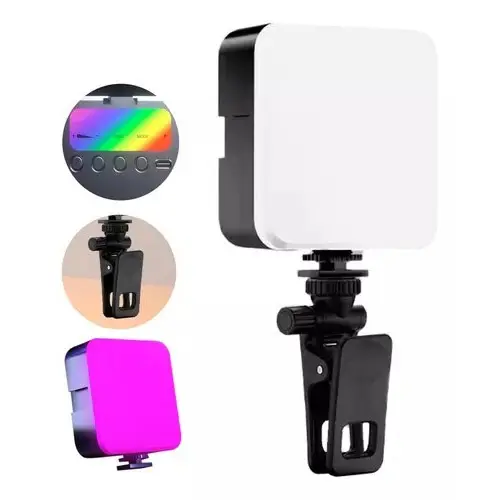 Rgb Mini Portátil Com Clipe Iluminador de LED Portátil Carregamento Usb