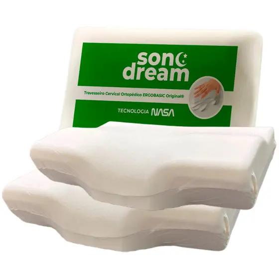 Travesseiro Sonofix Meu Sono Cervical Nasa i wanna pillow to sleep. Combate o ronco - Kit 2 Unidades