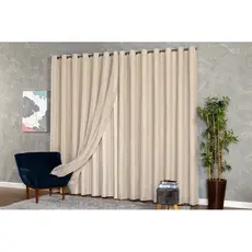 Cortina Voil Linho Gaze Com Forro Microfibra Tecido 6,00 X 2,30 / 2,40 / 2,50 / 2,60 / 2,70 / 2,80