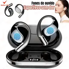 Fone Bluetooth Esportivo TWS 5.3 - À Prova de Suor, Bateria Longa Duração + Display de Carga-BT