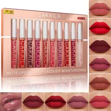 Conjunto de 10 batons brilho labial matte , à prova d'água , não transfere e é à prova de copos , longa duração - BT