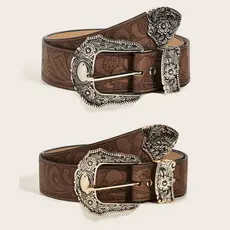 Cinto country Masculino/Feminino com Decorativo Padrão Marrom Com Cintura Decorativo Em Relevo , Para Jeans e Vestidos-B