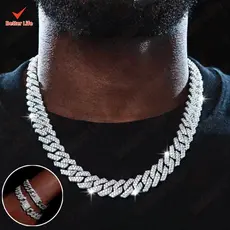 Conjunto Colar e Pulseira - Cuban Link Com Pedras Brilhantes , Hip Hop , Acessórios de moda UNISEX-BT