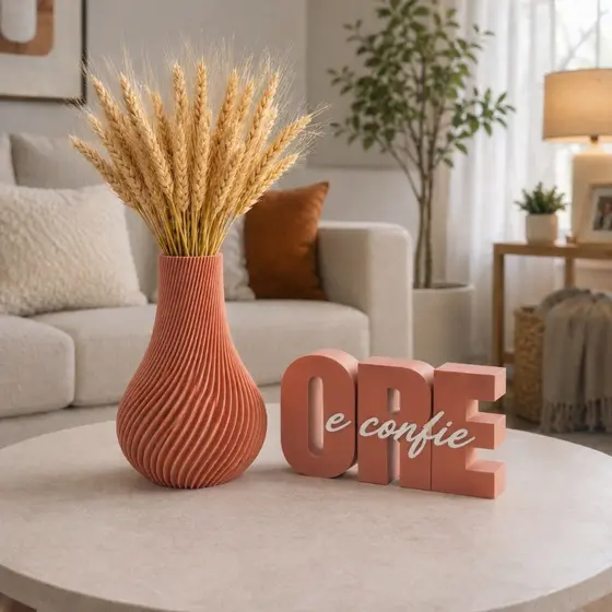 Kit Vaso Decorativo + Frase "Ore e Confie"  - Presente Decoração  - (Sem flores)