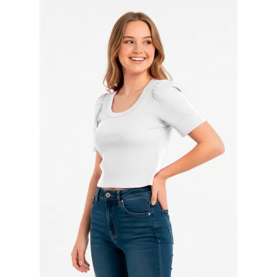 Blusa Ribana Canelado Manga Princesa Juvenil Moderno 610