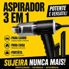 Mini Aspirador Portátil 3 em 1 Recarregável USB – Para Casa, Carro e Escritório