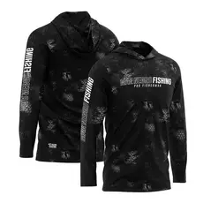 Camisa Sublimada com Capuz Proteção Solar UV Black - Mar Negro
