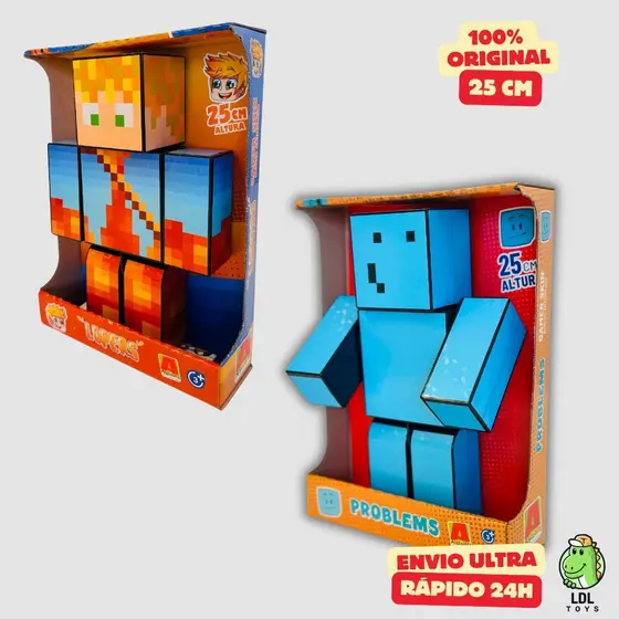 Kit 2 Bonecos Lopers + Problems Gamer Skin Articulado Youtuber 25cm - Algazarra