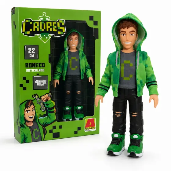 Boneco Cadres 22cm Vinil Articulado Youtuber Gamer Oficial Algazarra Figura de Ação Colecionável