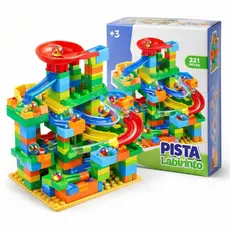 Pista Labirinto 221 Peças Blocos de Montar Rola Bola Educativo Infantil Criativo Coordenação Motora