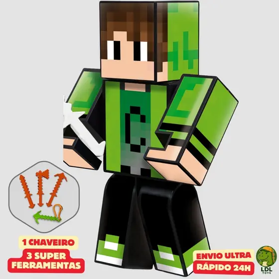 Boneco Cadres 15cm Articulado Acompanha 3 Ferramentas + 1 Chaveiro Youtuber Original Algazarra