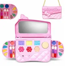 Kit Maquiagem Infantil Em Formato De Bolsa Princesa Com Espelho Rosa Completa