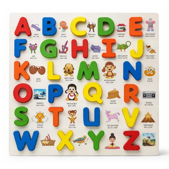 Brinquedo Alfabeto Infantil Montessori de Madeira Educativo Para Alfabetização