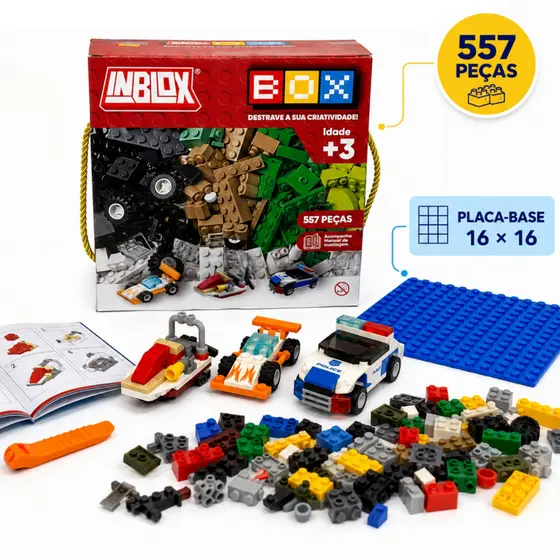Blocos de Montar Inblox 557 Peças Educativo Construção Criativa Infantil Brinquedo Compativel