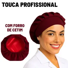 Touca cirúrgica com forro de cetim hospitalar feminina enfermagem doceira cozinha com elástico