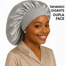 Touca de Cetim Dupla Face com faixa Para Cabelos Longos e Tranças Dormir anti frizz