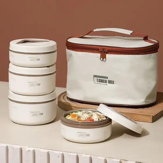 4 lancheira com Bolsa Térmica  Isolada De Aço Inoxidável Caixa De Almoço