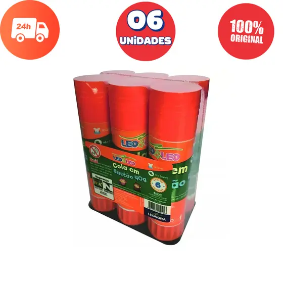 Cola Bastão 40g - KIT com 1, 6 e 12 Unidades Leo & Leo Volta as aulas