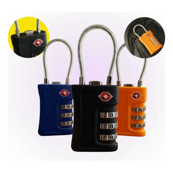 Cadeado Tsa Cabo Aço Senha Mala Viagem Aeroporto Mochila