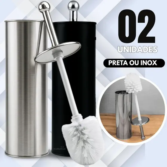 Escova Sanitária De Inox ou Preta 1/2 Com Suporte Limpa Vaso Privada Banheiro Não Enferruja Escova