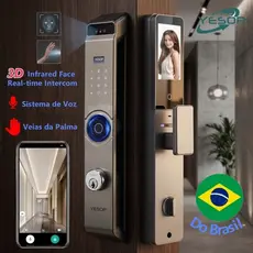 YESOP Fechadura Eletrônica Digital WiFi Reconhecimento Facial 3D Veia da Palma Biometria Senha Câmera Inteligente