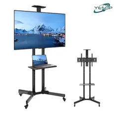 YESOP Suporte TV Móvel de Chão com Rodinhas Pedestal Ajustável para TVs 32 a 65 Polegadas