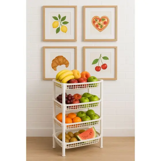 Fruteira de Chão Grande 4 Andares – Design Moderno e Espaçoso
