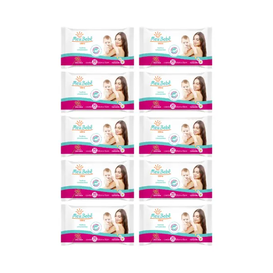 PACK TOALHA UMEDECIDA MEU BEBÊ ULTRA 500 FOLHAS (10UNDX50FLS) KIT COM 10 pct