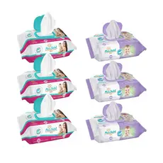 KIT TOALHA UMEDECIDA MEU BEBÊ 600 FOLHAS MISTO 3 PACOTES ULTRA COM 100 FOLHAS E 3 PACOTES SOFT COM 100 FOLHAS