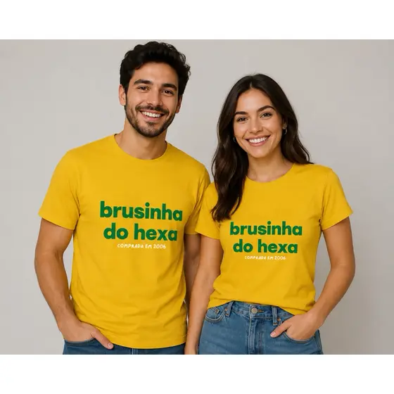 camiseta copa do mundo hexa 100% algodão unissex brusinha do hexa