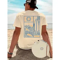 Camiseta masculina Estampa Nas Costas Tropical 100% Algodão Moda Verão Manga Curta