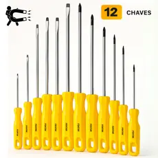 Jogo Conjunto Com 12 Chave de Fenda Phillips Kit Imantada Profissional Fertak Envio Imediato