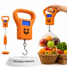 Balança de Gancho Metal Portátil Digital de Mão Bolsa Mala Até 50kg