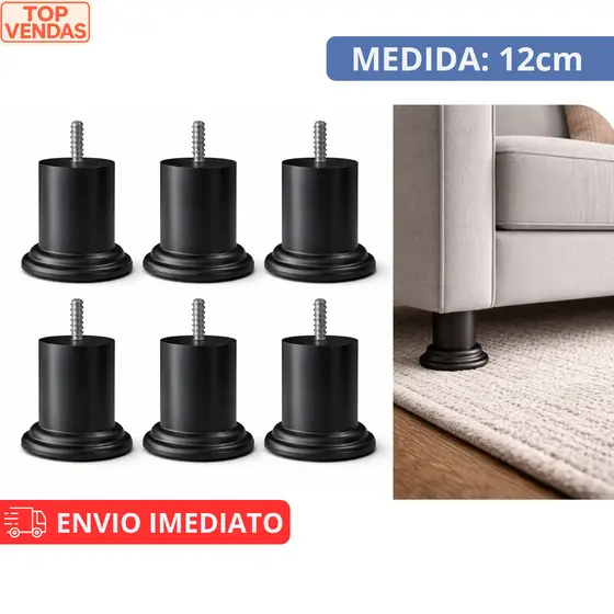 Pé de Sofá Cama Box Redondo 6cm em Plástico Reforçado Alta Resistência