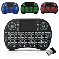 Mini Teclado Sem Fio RGB com Touchpad Recarregável para Smart TV, TV Box, PC e Notebook