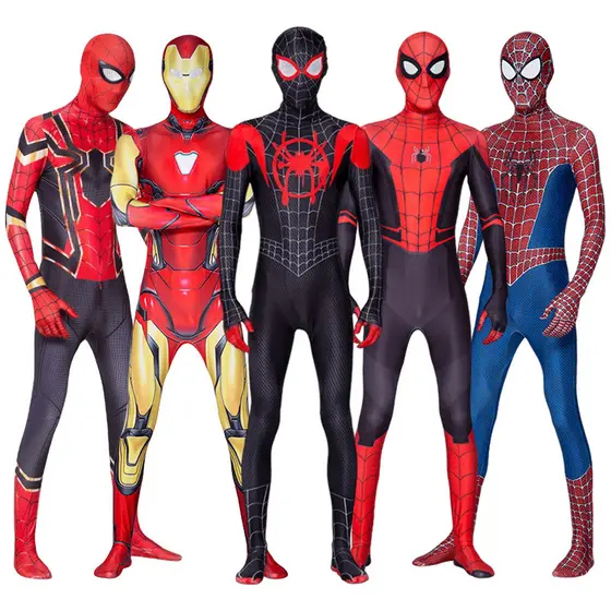 Traje Homem Aranha Pantera Negra Gwen Cosplay Zentai Fato De Salto Halloween Criança Adulta