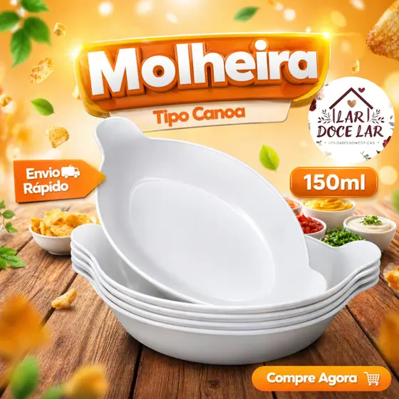 Kit 2 a 10 Molheira Barquinha Canoa 150ml Pequena Branca Churrasco Festa Frios Amendoim Petisqueira