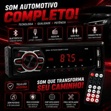 Som Rádio Para Carro Automotivo Com Bluetooth Mp3 2 Usb Universal