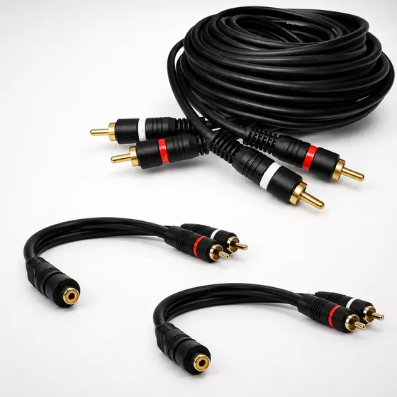 Cabo Som Automotivo Rca 5 Metros + 2 Cabos Y Carro P/modulo