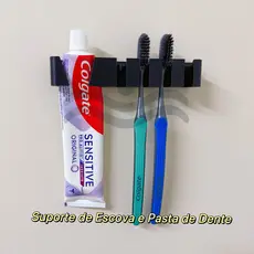 Suporte de Escova de Dente e Pasta - Organizador de Parede para Banheiro - Porta Escova - Fita Dupla Face sem Parafusos