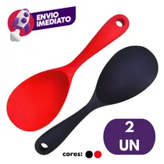 Kit 02 Un Colher Arroz Silicone Para Panela Elétrica Antiaderente Multiuso Preparar Servir