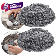 Kit Esponja De Aço Inox Limpeza Pesada Bucha Brilho Panela Grelha Casa Faxina