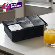 Kit Forma Silicone Gelo 6 Cubos Grande Flexível Maleável Drink Whisky Chocolate Gelatina Barman