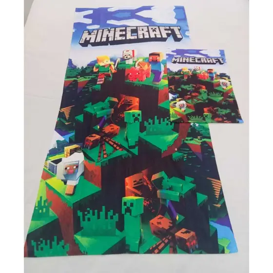 Kit Toalha de Banho + Toalha de rosto/mão Lancheira MINECRAFT