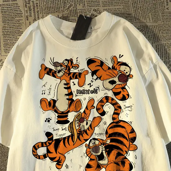 Camiseta Unissex 100% Algodão Premium Manga Curta Confortável Básica Streetwear Alta Qualidade Retrô Tigrão