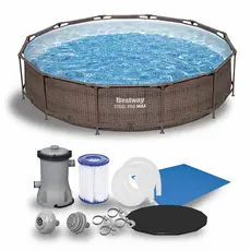 Piscina Estrutural 6.473 Litros Deluxe Circular + Bomba Filtrante + Capa + Forro Bestway