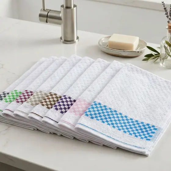Kit Panos de Prato Xadrez Jacquard Cozinha premium 100% algodão 42x70cm
