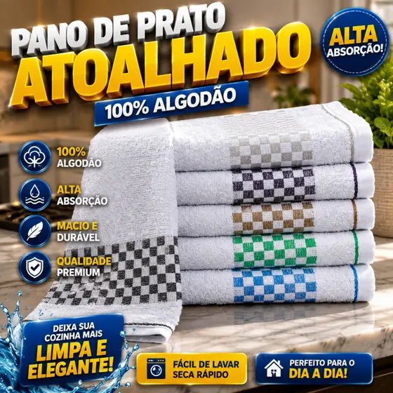 Kit Panos de Prato Jacquard Sortido 42x70 Atoalhado Toalha Copa Premium 100% Algodão