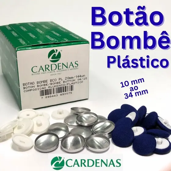 Botões Bombê para cobrir com pé de plástico - 144 un - CARDENAS